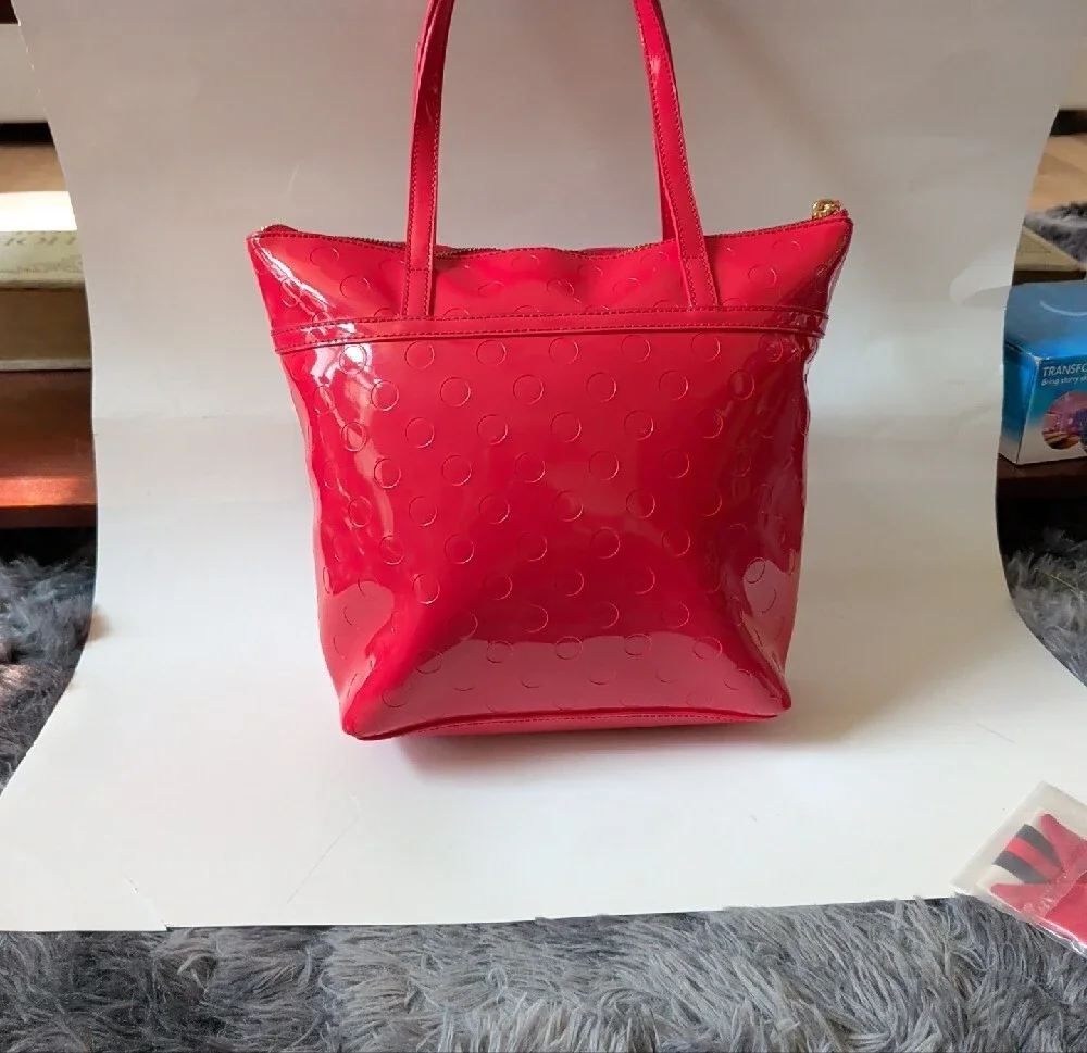 Kate Spade Red Patent Tote Bag with Bow Accent EUC